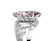 Solitaire Engagement Ring Setting for Fancy Pink Marquise Center with Pave Bypass Twist Band and Prong Head in Platinum