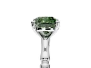 Solitaire Engagement Ring Setting for Fancy Green Cushion Cut Center with Bamboo Band and Prong Head in Sterling Silver