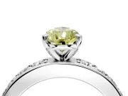 Solitaire Engagement Ring Setting for Fancy Yellow Pear-Shaped Center with Channel-Set Accents and Prong Head in Platinum