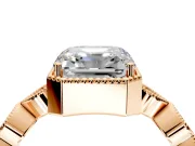Vintage Station Engagement Ring Setting for Asscher Cut Center with Accents and Prong Head in Rose Gold