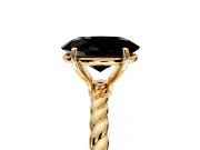 Solitaire Engagement Ring Setting for Fancy Black Oval Center with 2-Strand Rope Twist Band and Prong Head in Yellow Gold