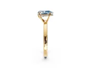 Solitaire Engagement Ring Setting for Fancy Blue Pear-Shaped Center with Fine Wire Band and Prong Head in Yellow Gold