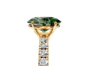 Solitaire Engagement Ring Setting for Fancy Green Oval Center with Large Accent Band and Prong Head in Yellow Gold