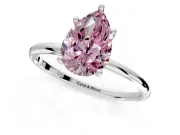 Solitaire Engagement Ring Setting for Fancy Pink Pear-Shaped Center with Straight Thin Band and Prong Head in Sterling Silver