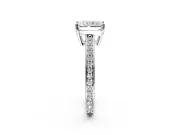 Solitaire Engagement Ring Setting for Radiant Cut Center with Channel-Set Accent Band and Prong Head in Platinum