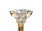 Cluster Engagement Ring Setting for Marquise Center with Round Cut Accent Frame and Prong Head in Yellow Gold