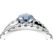 Solitaire Engagement Ring Setting for Fancy Blue Pear-Shaped Center with Wide-Open Split Shank and Prong Head in White Gold