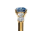 5 Stone Engagement Ring Setting for Fancy Blue Cushion Cut Center with Equal Close-Set Accents and Prong Head in Yellow Gold