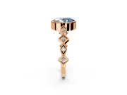Milgrain Bezel Engagement Ring Setting for Fancy Blue Oval Center with Marquise Stations and Bezel Head in Rose Gold