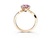 Solitaire Engagement Ring Setting for Fancy Pink Cushion Cut Center with Plain Split Shank and Prong Head in Rose Gold