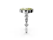 Milgrain Bezel Engagement Ring Setting for Fancy Yellow Marquise Center with Marquise Stations and Bezel Head in Sterling Silver