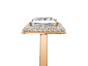 Halo Engagement Ring Setting for Princess Cut Center with Plain Tapered Band and Prong Head in Rose Gold