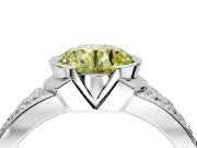 Bezel Engagement Ring Setting for Fancy Yellow Round Cut Center with Wide Channel-Set Band and Bezel Head in Platinum