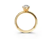 Solitaire Engagement Ring Setting for Marquise Center with Milgrain X Pattern Band and Prong Head in Yellow Gold