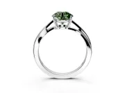 Solitaire Engagement Ring Setting for Fancy Green Round Cut Center with Plain Bypass Twist Band and Prong Head in Sterling Silver