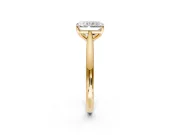 Solitaire Engagement Ring Setting for Radiant Cut Center with Narrow Cathedral Band and Prong Head in Yellow Gold