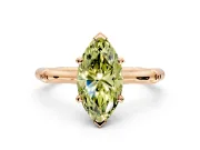 Solitaire Engagement Ring Setting for Fancy Yellow Marquise Center with Bamboo Band and Prong Head in Rose Gold