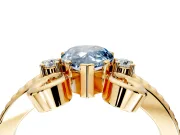 Solitaire Engagement Ring Setting for Fancy Blue Pear-Shaped Center with Twisted Band and Scroll Prong Head in Yellow Gold