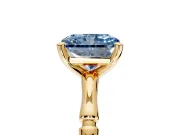Solitaire Engagement Ring Setting for Fancy Blue Radiant Cut Center with Bamboo Band and Prong Head in Yellow Gold