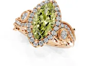 Milgrain Halo Engagement Ring Setting for Fancy Yellow Marquise Center with Shoulder Bezels and Prong Head in Rose Gold