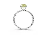 Solitaire Engagement Ring Setting for Fancy Yellow Oval Center with Plain Twisted Rope Band and Prong Head in Platinum