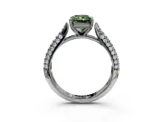 Solitaire Engagement Ring Setting for Fancy Green Radiant Cut Center with Multi-Row Accents and Prong Head in Sterling Silver