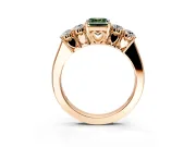5 Stone Engagement Ring Setting for Fancy Green Emerald Cut Center with Equal Close-Set Accents and Prong Head in Rose Gold