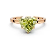 Solitaire Engagement Ring Setting for Fancy Yellow Heart-Shaped Center with Thin Rounded Plain Band and Prong Head in Rose Gold