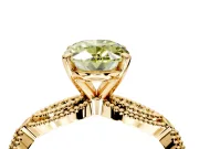 Solitaire Engagement Ring Setting for Fancy Yellow Oval Center with Marquise Panel Band and Prong Head in Yellow Gold