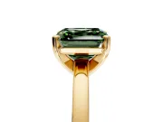 Solitaire Engagement Ring Setting for Fancy Green Asscher Cut Center with Basket Rail and Prong Head in Yellow Gold