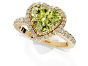Halo Engagement Ring Setting for Fancy Yellow Heart-Shaped Center with Inner Milgrain Border and Prong Head in Yellow Gold