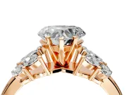 Leaf Cluster Engagement Ring Setting for Heart-Shaped Center with Marquise Accents and Prong Head in Rose Gold