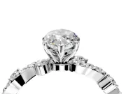 Solitaire Engagement Ring Setting for Marquise Center with Bar-Station Pave Twist and Prong Head in Sterling Silver