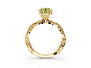Solitaire Engagement Ring Setting for Fancy Yellow Round Cut Center with Marquise Panel Band and Prong Head in Yellow Gold