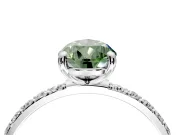Solitaire Engagement Ring Setting for Fancy Green Pear-Shaped Center with Pave Accents and Prong Head in Sterling Silver