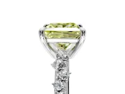 Solitaire Engagement Ring Setting for Fancy Yellow Princess Cut Center with Trailing Leaf Accent Band and Prong Head in Platinum