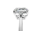 3 Stone Engagement Ring Setting for Asscher Cut Center with Low-Set Round Cut Accents and Prong Head in Platinum
