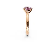 Solitaire Engagement Ring Setting for Fancy Pink Heart-Shaped Center with Beaded Shoulders and Prong Head in Rose Gold