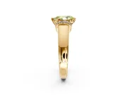 Solitaire Engagement Ring Setting for Fancy Yellow Pear-Shaped Center with Wide Band, Pave Collar and Prong Head in Yellow Gold