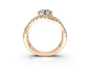 Solitaire Engagement Ring Setting for Round Cut Center with Wide-Open Split Shank and Prong Head in Rose Gold