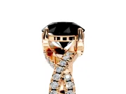 Solitaire Engagement Ring Setting for Fancy Black Round Cut Center with Narrow Twist Pave Band and Prong Head in Rose Gold