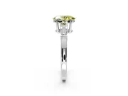 3 Stone Engagement Ring Setting for Fancy Yellow Oval Center with Baguette Accents and Prong Head in Platinum