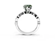 Solitaire Engagement Ring Setting for Fancy Green Heart-Shaped Center with Milgrain Bezel Accents and Prong Head in Platinum
