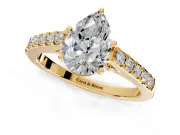 Solitaire Engagement Ring Setting for Pear-Shaped Center with Crossover Accents and Prong Head in Yellow Gold