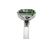 Solitaire Engagement Ring Setting for Fancy Green Radiant Cut Center with Thin Rounded Plain Band and Prong Head in Platinum