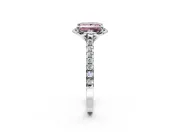 Floral Engagement Ring Setting for Fancy Pink Princess Cut Center with Pave Band and Floral Prong Head in Sterling Silver