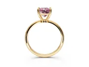 Minimalist Solitaire Engagement Ring Setting for Fancy Pink Radiant Cut Center with Thin Band and Prong Head in Yellow Gold