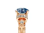 Solitaire Engagement Ring Setting for Fancy Blue Round Cut Center with Filigree Band and Prong Head in Rose Gold