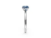Low-Set Solitaire Engagement Ring Setting for Fancy Blue Cushion Cut Center with Thin Plain Band and Prong Head in Sterling Silver