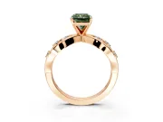Solitaire Engagement Ring Setting for Fancy Green Radiant Cut Center with Criss-Cross Accent Band and Prong Head in Rose Gold